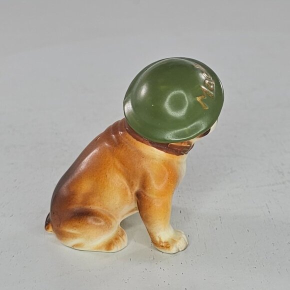Vintage MTI Mack Truck Mascot Bulldog Figurine Wearing Green Helmet Ceramic Rare - Picture 5 of 8